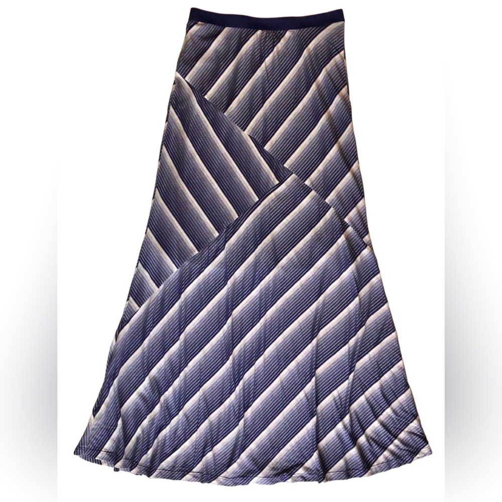 Bobeau High Waisted Ombré Striped Maxi Skirt with Elastic Waist